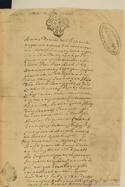 Certificado de nacimiento de Napoleón, 1769 de French School